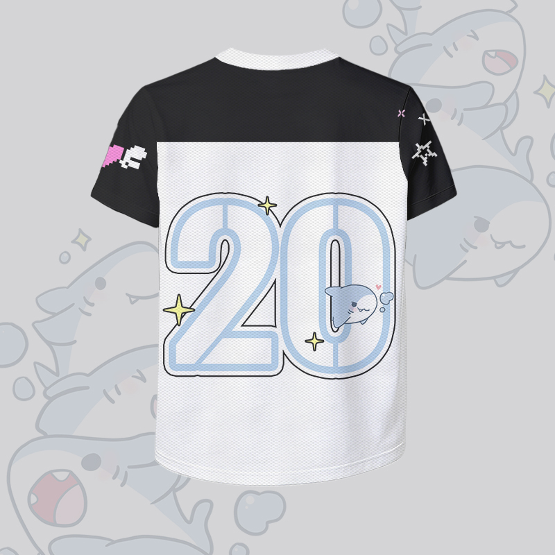Shark Number Graphic Modakawa Vintage Mesh Jersey T-shirt - image 4