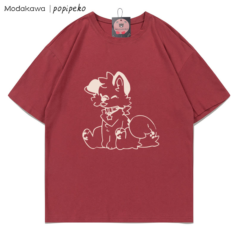 MODAKAWA X popipeko Puppy Print T-shirt - Red - 5XL - image 4