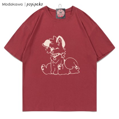 MODAKAWA X popipeko Puppy Print T-shirt - Red - 5XL - image 4