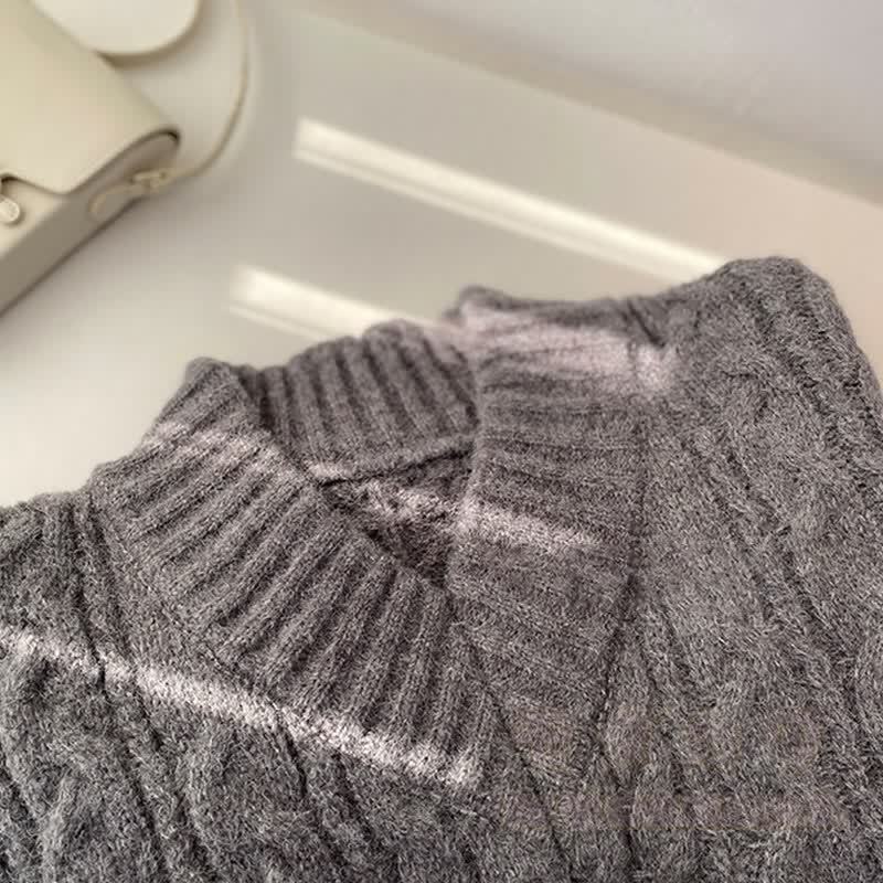 V-neck Cable Sweater Fishtail Skirt Two Pieces Set - image 10