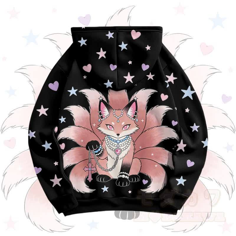 Nine Tailed Fox Cross Graphic Modakawa Pullover Hoodie - image 4