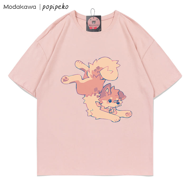 MODAKAWA X popipeko Puppy Print T-shirt - Pink - 5XL - image 8