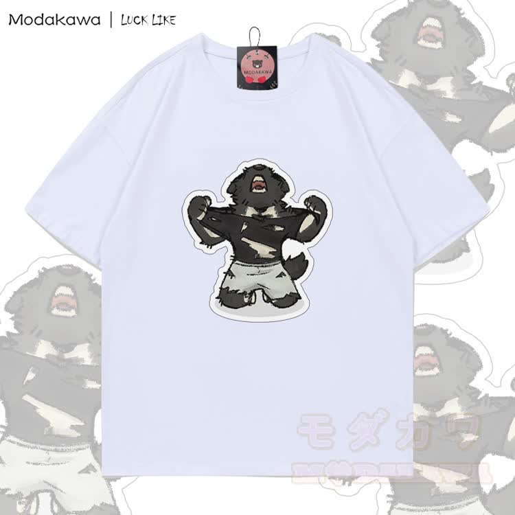 MODAKAWA X LUCK LIKE Tearing Clothes Porto Graphic 100% Cotton T-shirt - White - 5XL - image 3