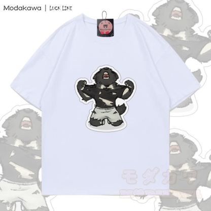 MODAKAWA X LUCK LIKE Tearing Clothes Porto Graphic 100% Cotton T-shirt - White - 5XL - image 3