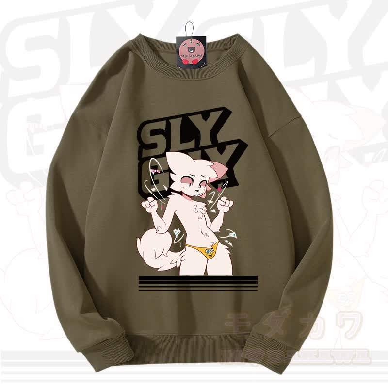MODAKAWA X zarckets SLY GUY Fox Graphic Unisex Sweatshirt - Army Green - 3XL - image 11