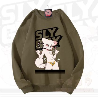 MODAKAWA X zarckets SLY GUY Fox Graphic Unisex Sweatshirt - Army Green - 3XL - image 11