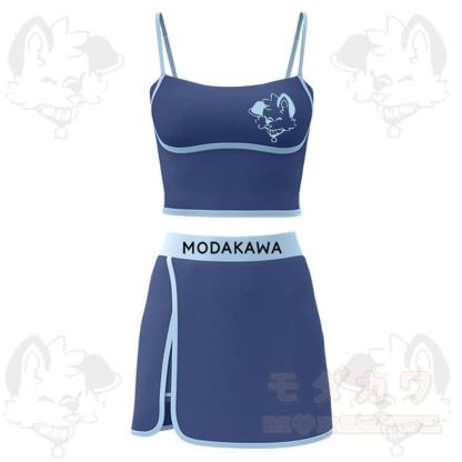 MODAKAWA X Popipeko Puppy Print Cami Top Split Skort Two Pieces Set - Blue - 2XL - image 4