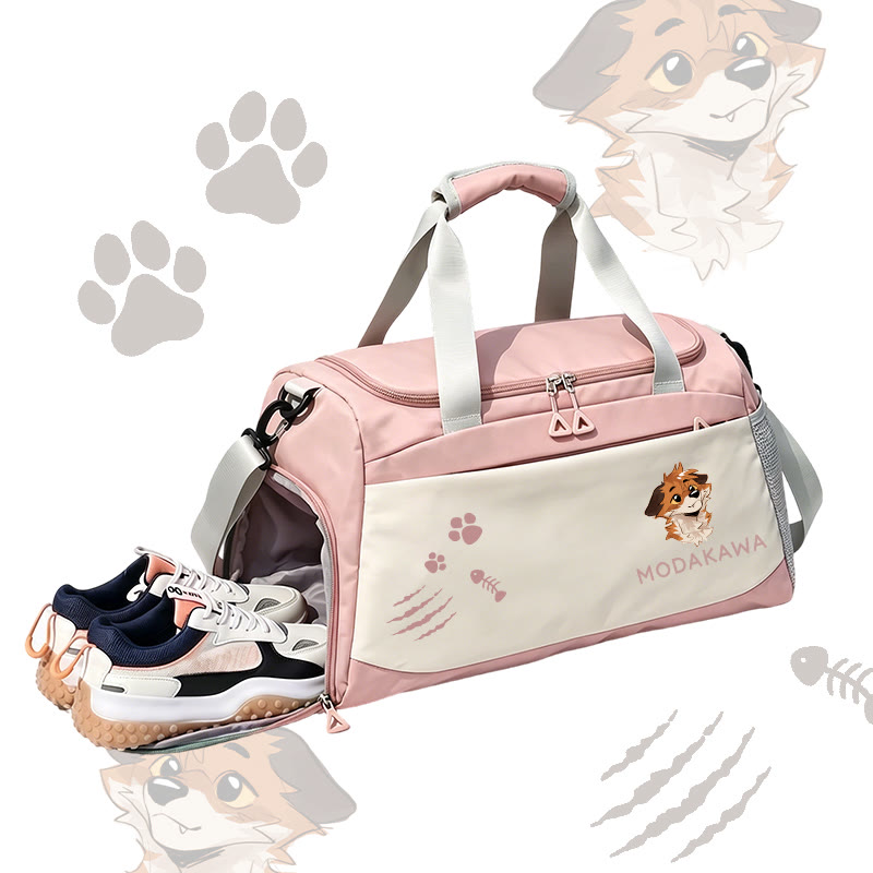 MODAKAWA X atka Anticipating Fox Graphic Large Capacity Sports Gym Duffel Bag - Pink - 55*28*26 cm - image 4
