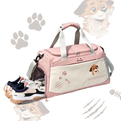 MODAKAWA X atka Anticipating Fox Graphic Large Capacity Sports Gym Duffel Bag - Pink - 55*28*26 cm - image 4