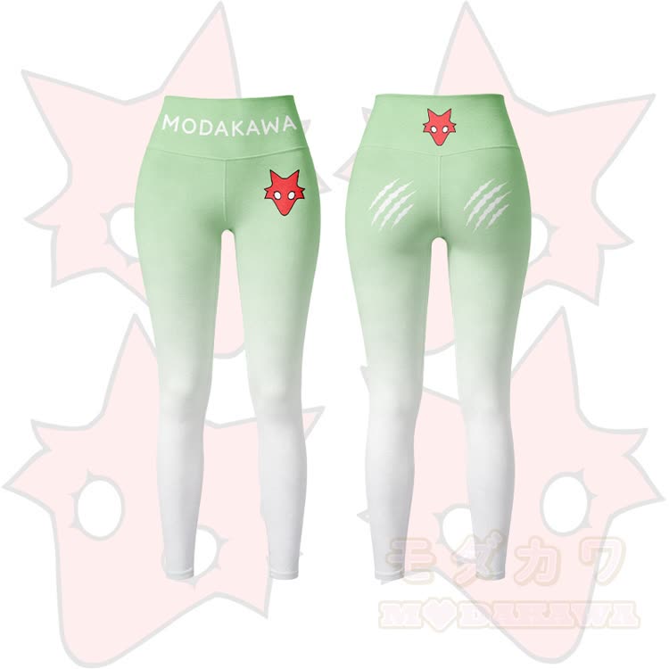 MODAKAWA X TiramisuRat Rat Graphic Gradient Sports Bra Top Leggings Matching Outfit - Green Leggings - 5XL - image 9