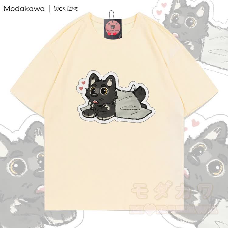 MODAKAWA X LUCK LIKE Cute Porto Graphic 100% Cotton T-shirt - Apricot - 5XL - image 4