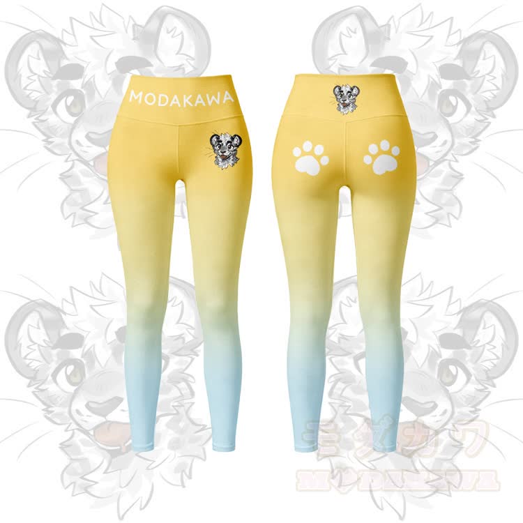 MODAKAWA X atka Tiger Graphic Gradient Sports Bra Top Leggings Matching Outfit - Yellow Leggings - 5XL - image 9