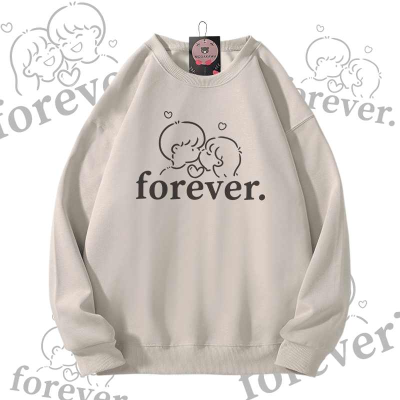 MODAKAWA FOREVER Couple Graphic Unisex Sweatshirt - Light Beige A - 5XL - image 2