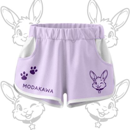 Wink Bunny Graphic Crop Tank Sport Top Shorts Bikini Modakawa Matching Outfit - Purple Shorts - 5XL - image 10