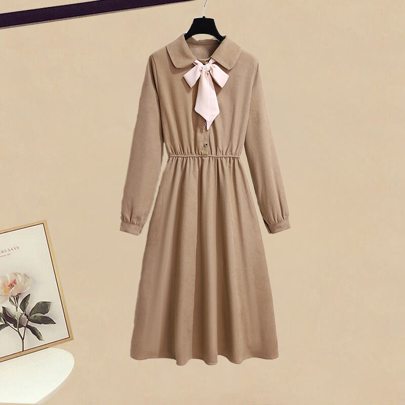 Belt Knit Sweater Dress Bow Dress Matching Outfit - Bow Dress - XL - image 3