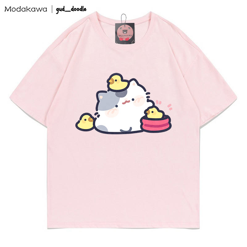 MODAKAWA X gud_doodle Kitty Chick Print T-shirt - Pink - 5XL - image 6