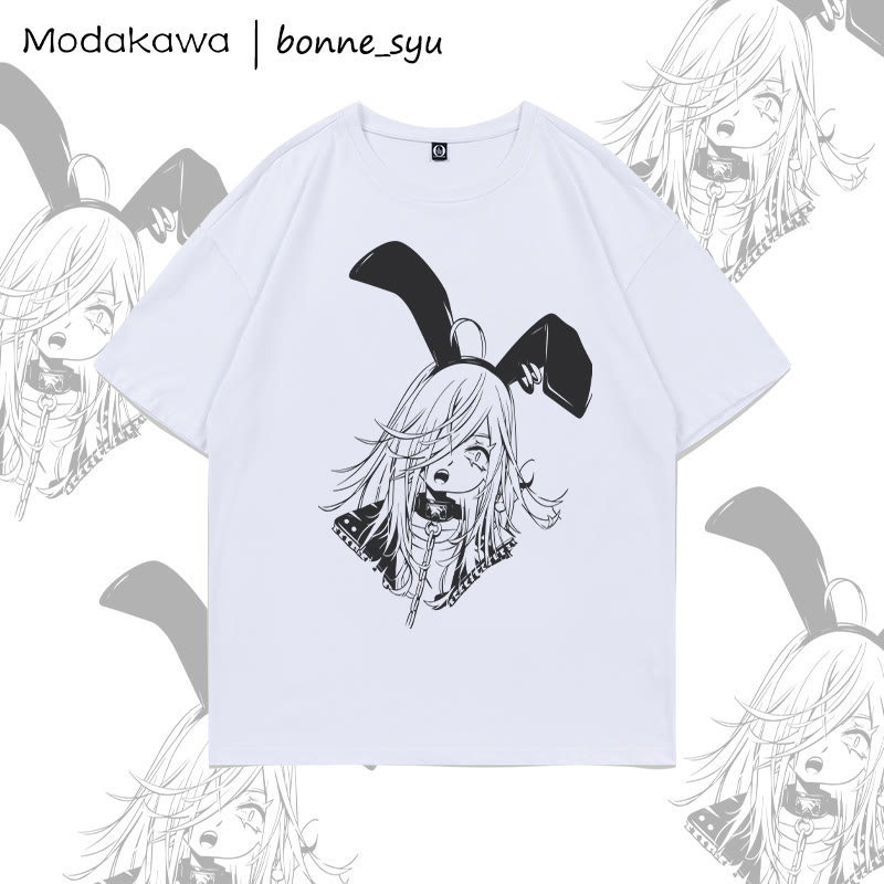 MODAKAWA X bonne_syu Gothic Bunny Girl Graphic T-shirt - White - 5XL - image 4