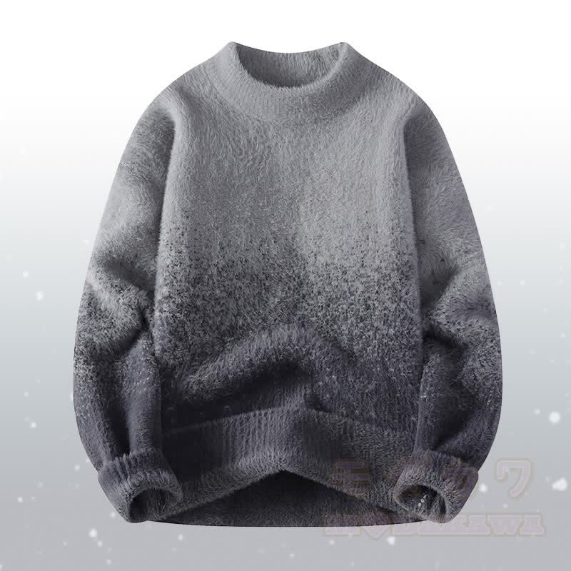 Gradient Knit Fuzzy Sweater Corduroy Pants Two Pieces - Grey Sweater - 4XL - image 12