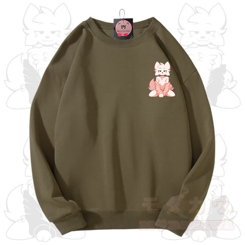MODAKAWA X zarckets Fox Graphic Unisex Sweatshirt - Army Green - 3XL - image 10