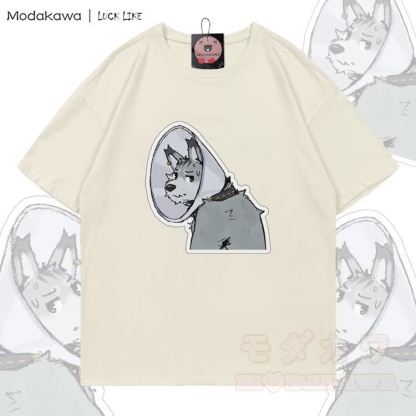 MODAKAWA X LUCK LIKE Collar Remy Graphic 100% Cotton T-shirt - Light Beige - 5XL - image 5