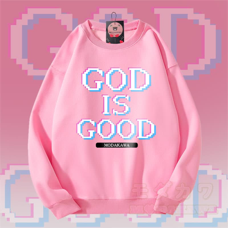 MODAKAWA GOD IS GOOD Graphic Unisex Sweatshirt - Pink - 5XL - image 3
