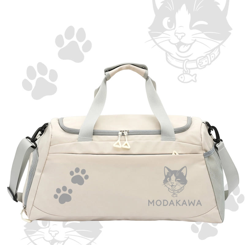 Cat Graphic Modakawa Large Capacity Sports Gym Duffel Bag - White - 55*28*26 cm - image 5