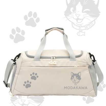 Cat Graphic Modakawa Large Capacity Sports Gym Duffel Bag - White - 55*28*26 cm - image 5