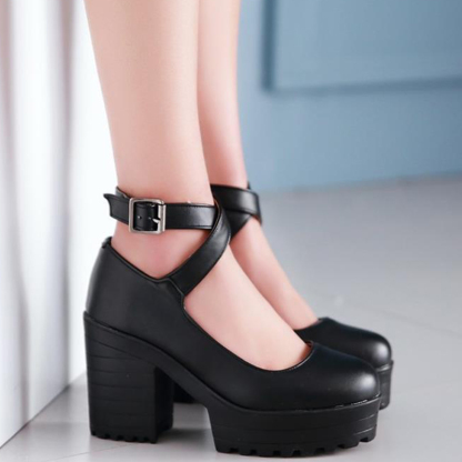 Pure Color Platform Mary Janes Shoes - image 1