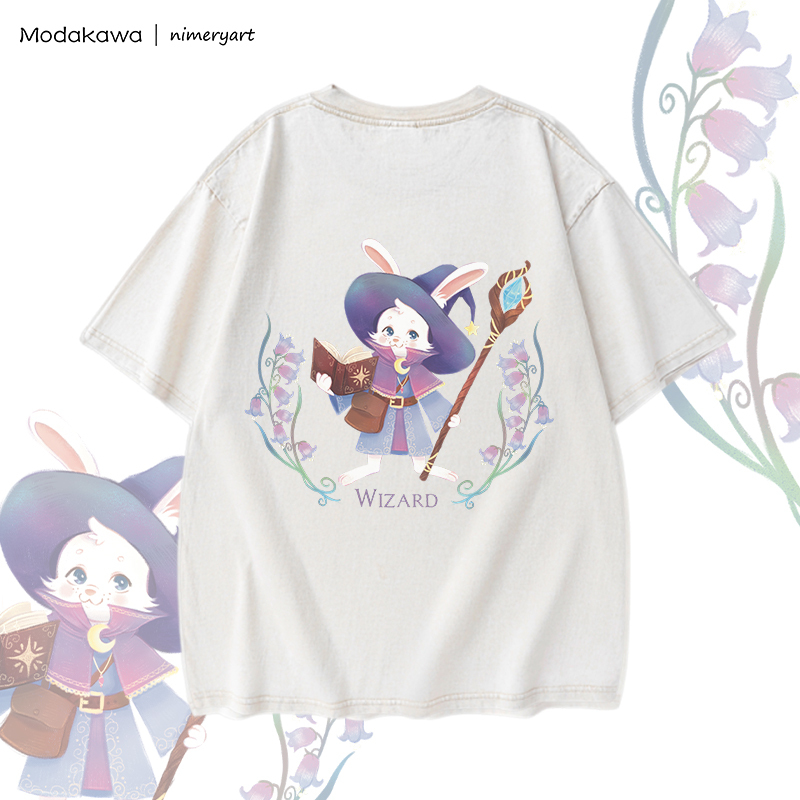 MODAKAWA X nimeryart WIZARD Rabbit Graphic Unisex Vintage Washed T-shirt - image 6