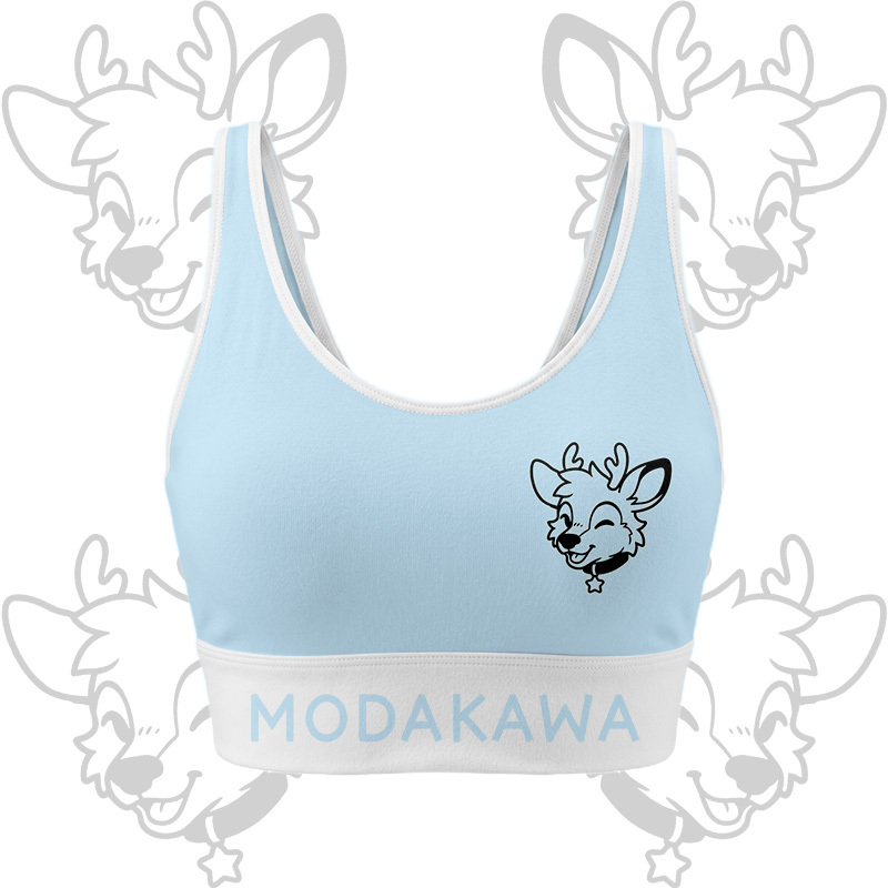 Deer Graphic Crop Tank Sport Top Shorts Bikini Modakawa Matching Outfit - Blue Top - 5XL - image 6