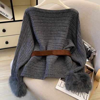 Chic Off Shoulder Fuzzy Sleeve Knit Top - image 6