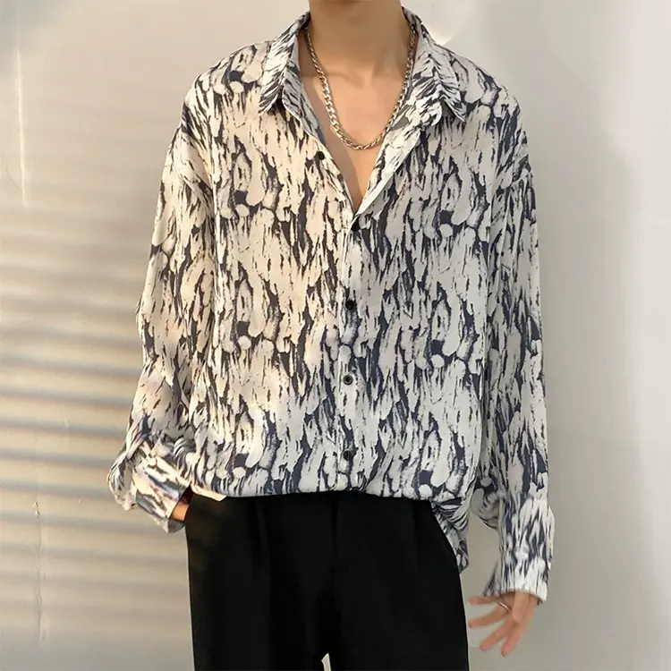 Men's Vintage Print Long Sleeve Button-Up Shirt - Multicolor C - 3XL - image 4