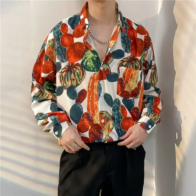 Men's Vintage Print Long Sleeve Button-Up Shirt - Multicolor AE - 3XL - image 32