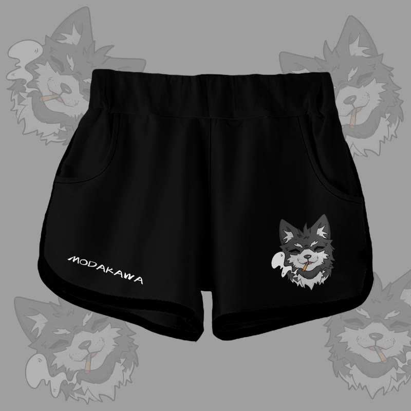 MODAKAWA Gradient Smoking Puppy Graphic Shorts - Black - 5XL - image 5