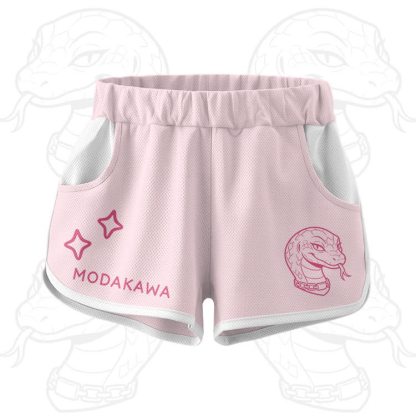 Snake Graphic Crop Tank Sport Top Shorts Modakawa Matching Outfit - Pink Shorts - 5XL - image 11