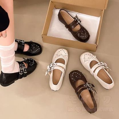 Cross Strap Studded Mary Jane Shoes - image 11