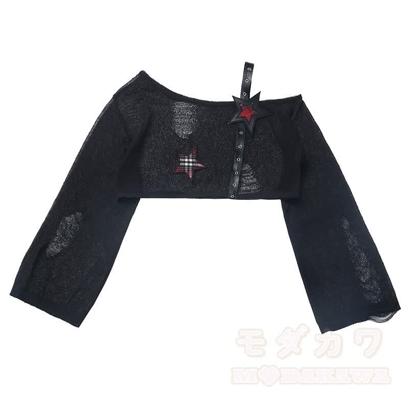 Gothic Sheer Mesh Top Plaid Dress Two Pieces Set - image 9