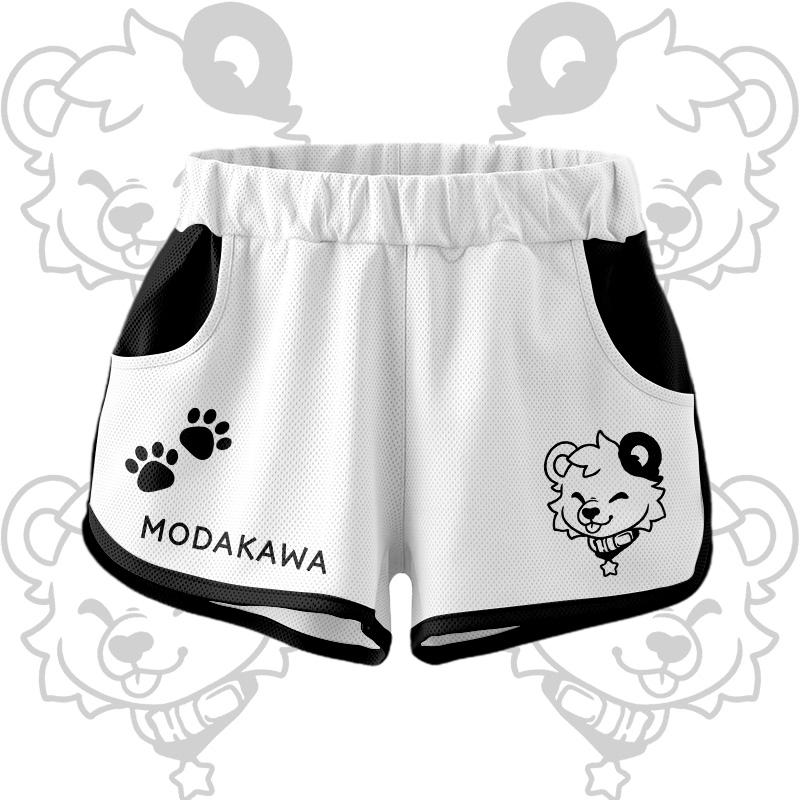 Bear Graphic Crop Tank Sport Top Shorts Bikini Modakawa Matching Outfit - White Shorts - 5XL - image 8