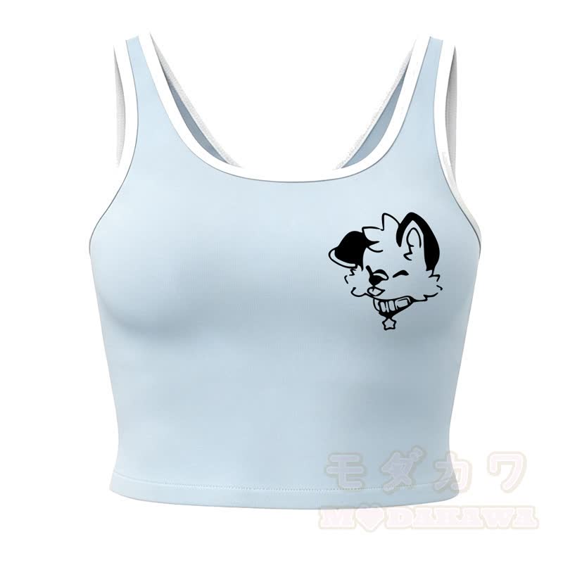 MODAKAWA X popipeko Dog Print Cami Top Split Skort Two Pieces Set - Blue Top - 2XL - image 13