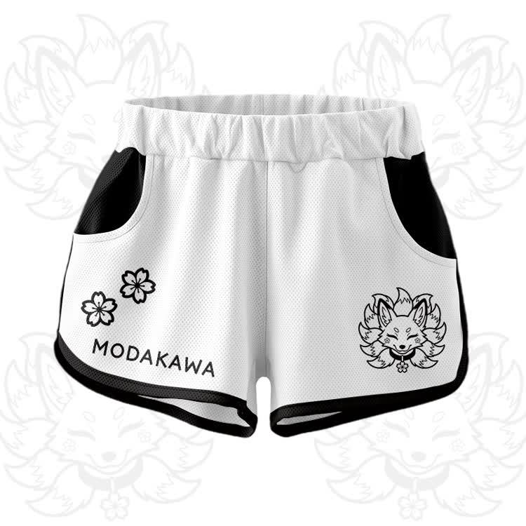 Nine Tailed Fox Graphic Crop Tank Sport Top Shorts Modakawa Matching Outfit - White Shorts - 5XL - image 8