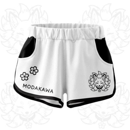Nine Tailed Fox Graphic Crop Tank Sport Top Shorts Modakawa Matching Outfit - White Shorts - 5XL - image 8