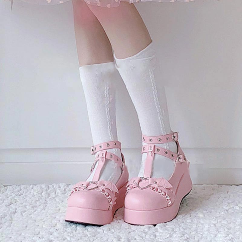Vintage Platform Strap Buckle Lolita Mary Janes - Pink - 43 - image 2