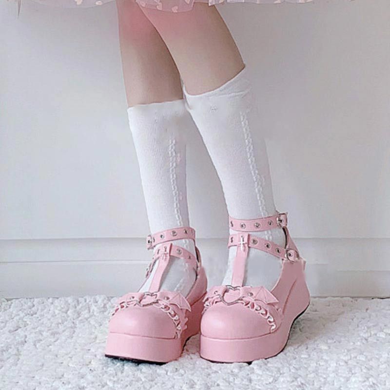 Vintage Platform Strap Buckle Lolita Mary Janes - Pink - 43 - image 2
