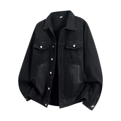Vintage Casual Fake Two Piece Loose  Hooded Denim Jacket - Black C - 3XL - image 6