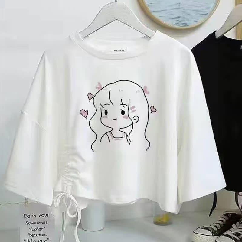  College Style Print Short Sleeve T-shirt Irregular Tulle Skirt Two Pieces Set - Top D - XL - image 14