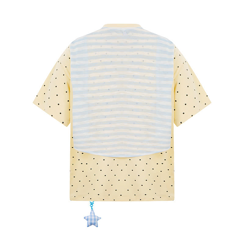  High Quality Durable Press Polka Dot Embroidery T-shirt  Wide Leg Pants Two Pieces Set - image 5