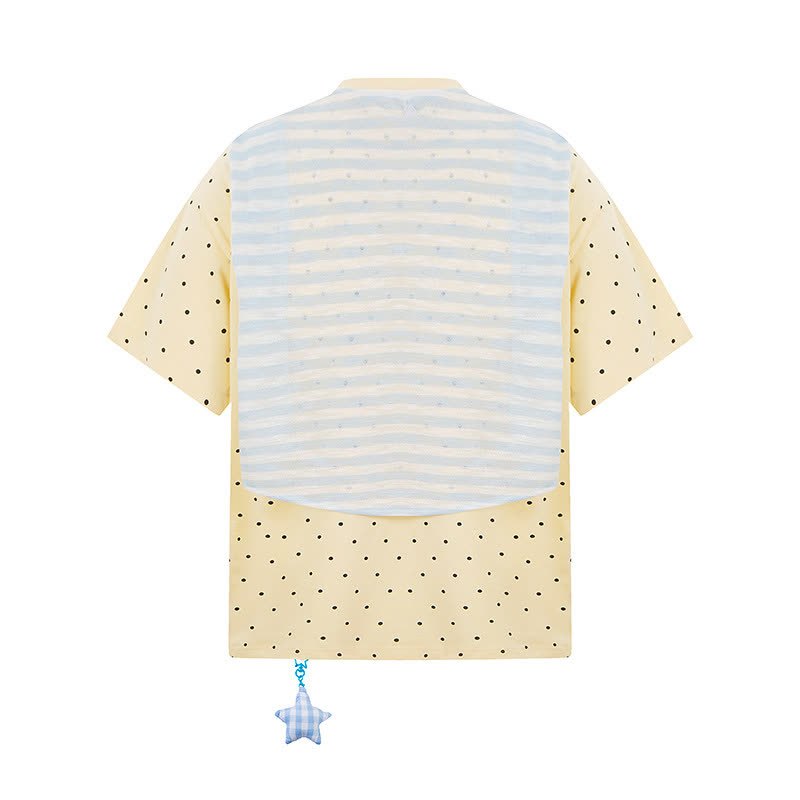  High Quality Durable Press Polka Dot Embroidery T-shirt  Wide Leg Pants Two Pieces Set - image 5