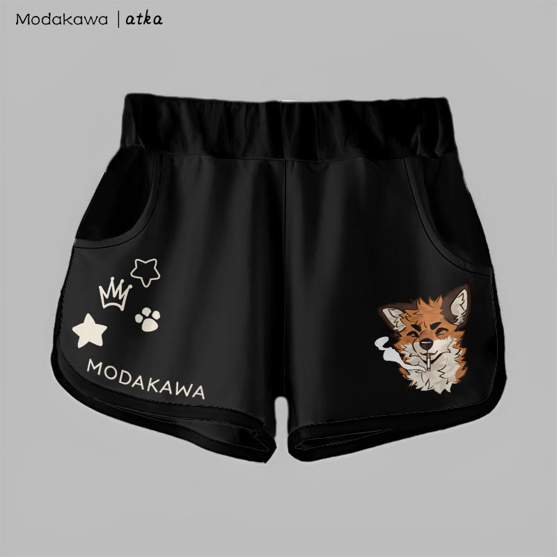 MODAKAWA X atka Gradient Fox Smoking Graphic Shorts - Black - 5XL - image 2