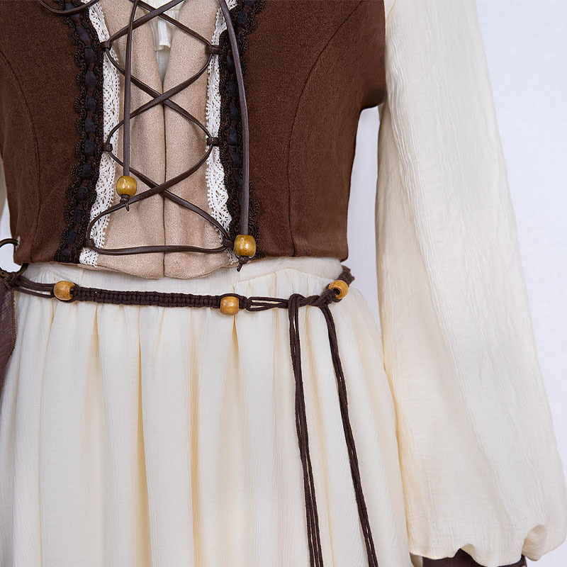 Vintage Tassel Dress Lace-up Top Cape Matching Outfit - image 9