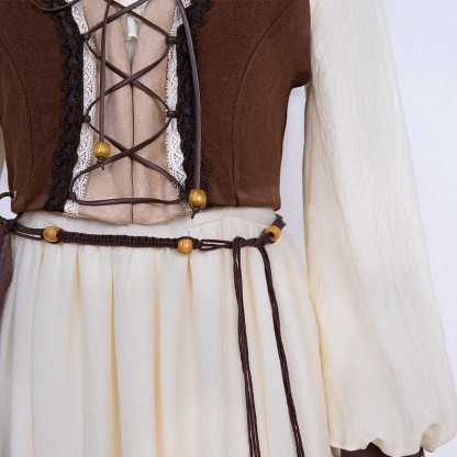 Vintage Tassel Dress Lace-up Top Cape Matching Outfit - image 9